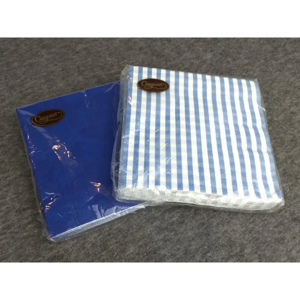 Caspari Plaid‎ Lavender & Solid Blue 2 Pks 20 Triple-Ply Napkins Jill Rose NEW